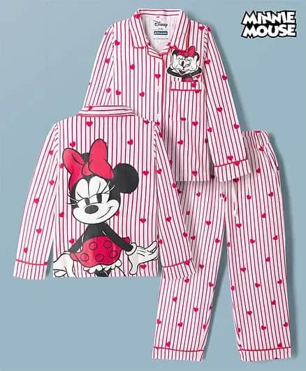 Pine Kids Disney Minnie Mouse 100% Cotton Knit Night Suit - Red