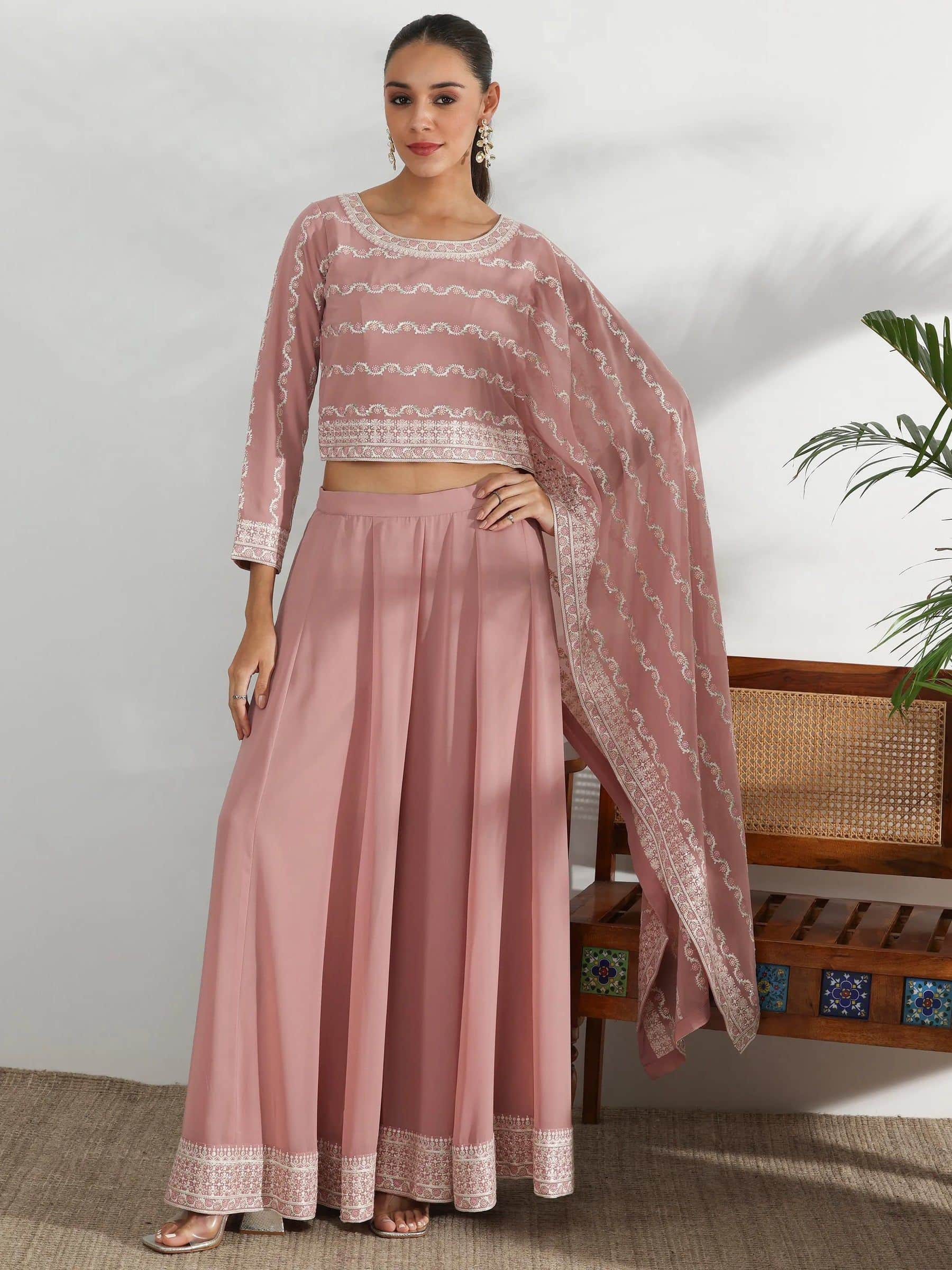 Libas Art Pink Embroidered Co-ord Set