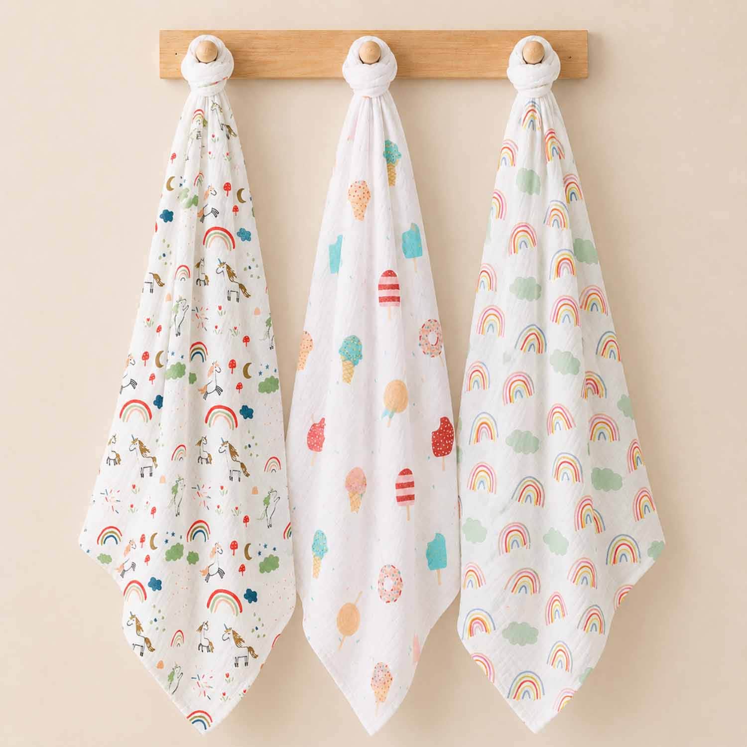Moms Home Organic Cotton Muslin Swaddle (Pack of 3)