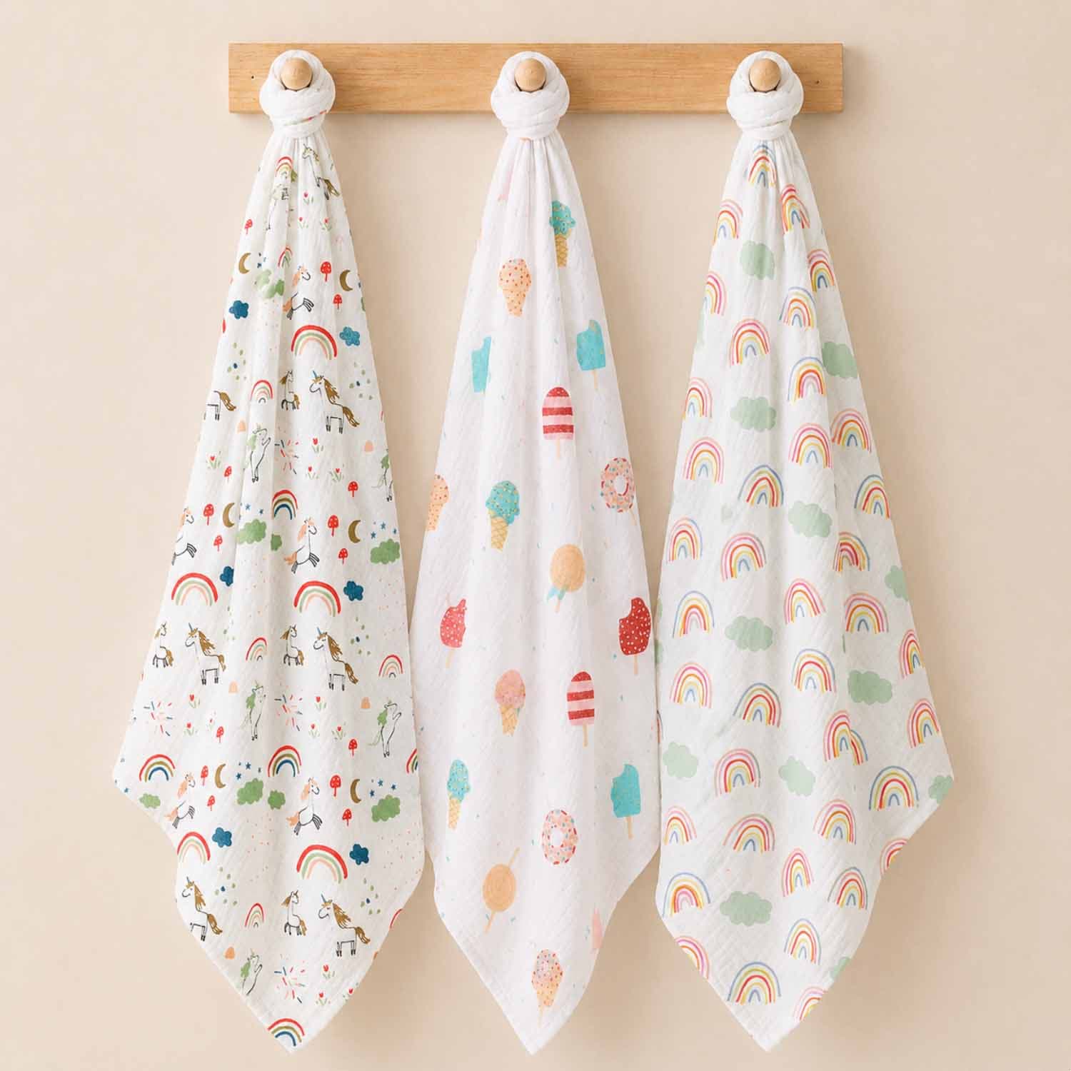Moms Home Organic Cotton Muslin Swaddle (Pack of 3)