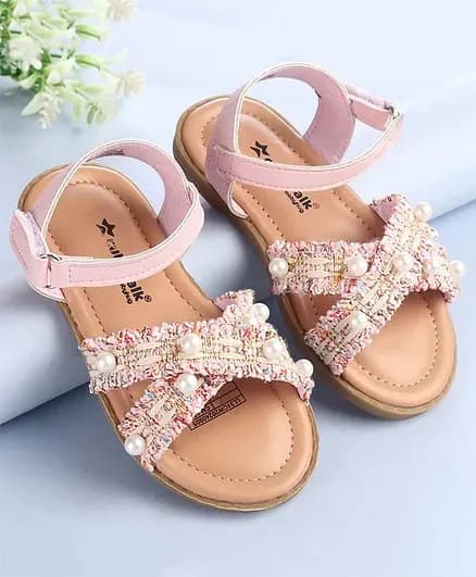 Cute Walk by Babyhug Pink Sandals with Pearl Detailing
