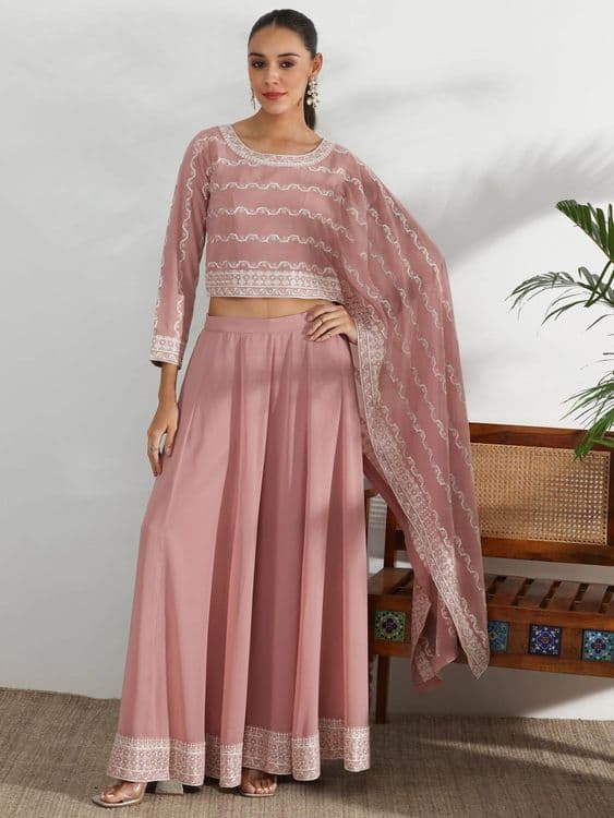 Libas Art Pink Embroidered Co-ord Set