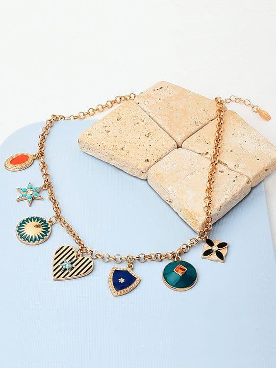 Accessorize London Enamel Charmy Collar Necklace