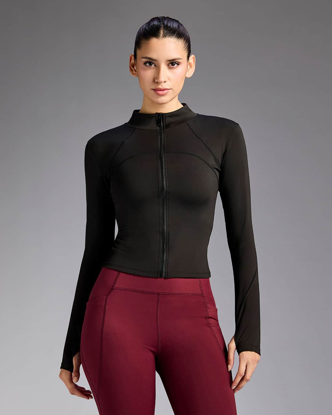 Womens High Neck Training Jacket - Black