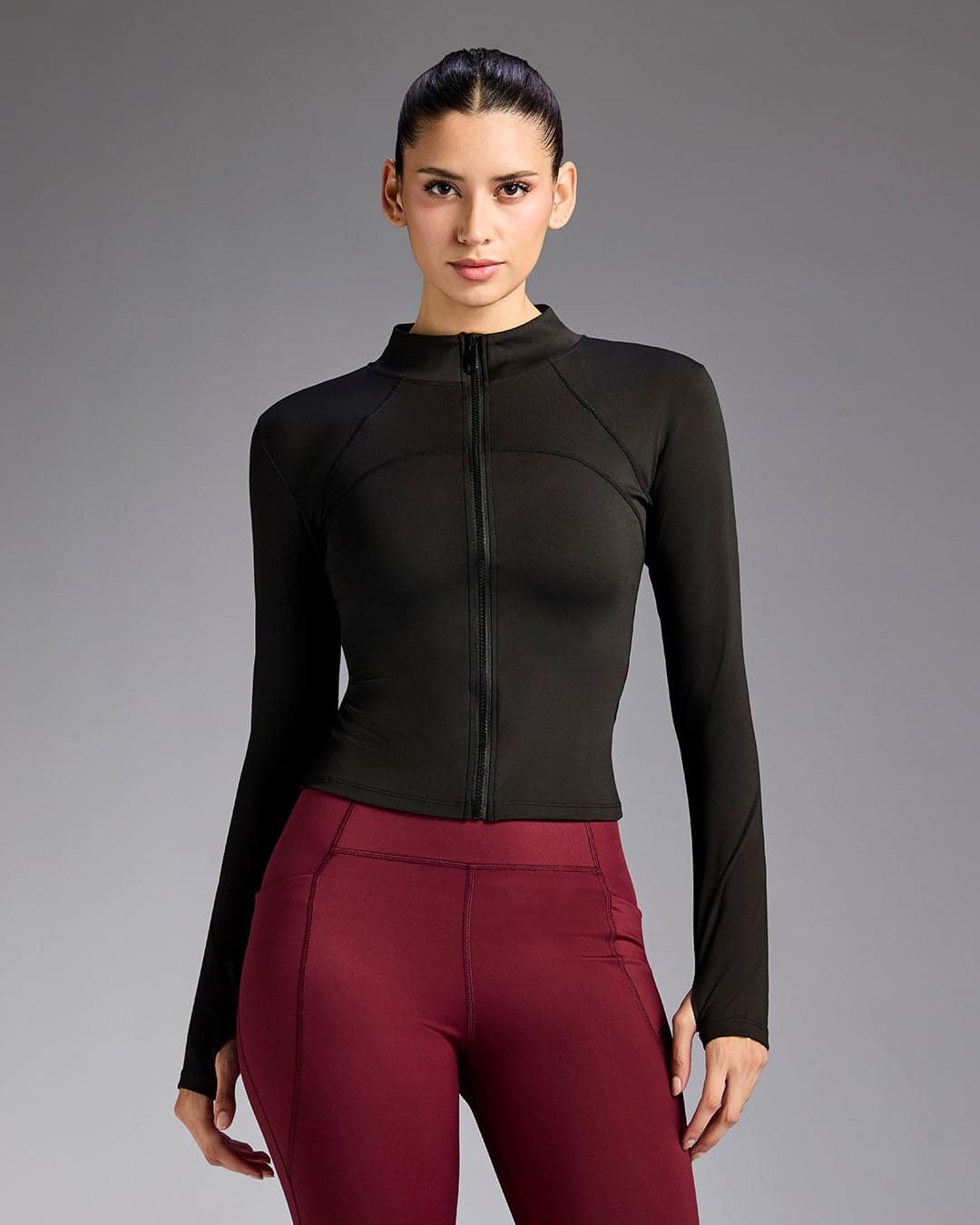 Womens High Neck Training Jacket - Black