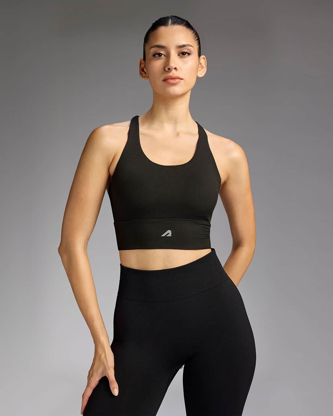 Womens Longline Padded Sports Bra - Black