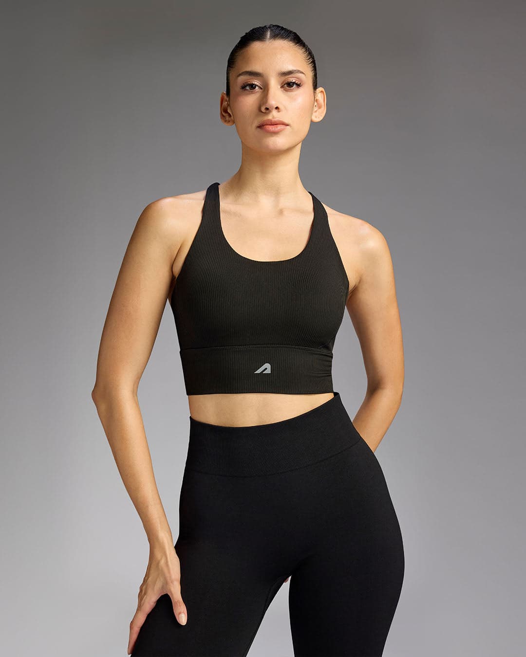 Womens Longline Padded Sports Bra - Black