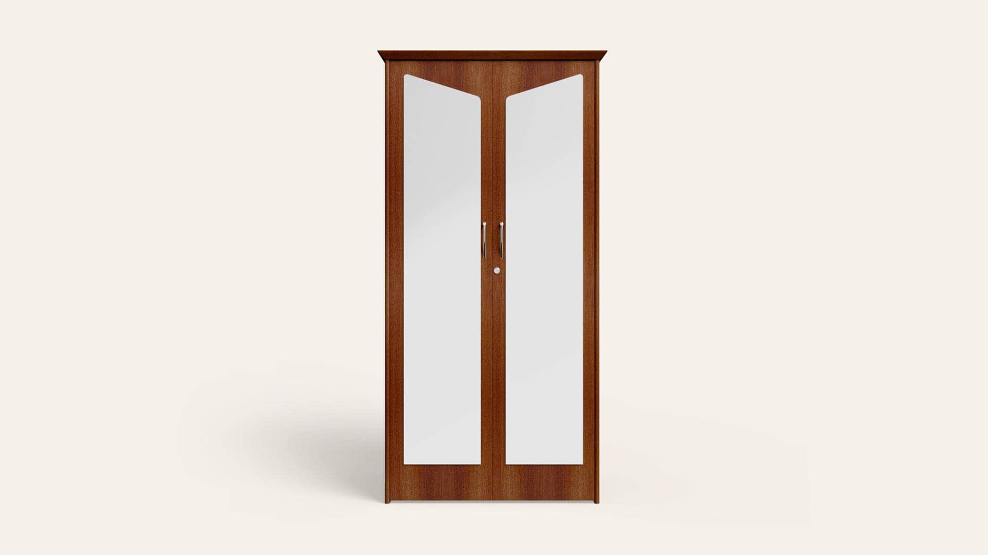 Adriana 2-Door Wooden Wardrobe/Almirah with Mirror (Walnut)