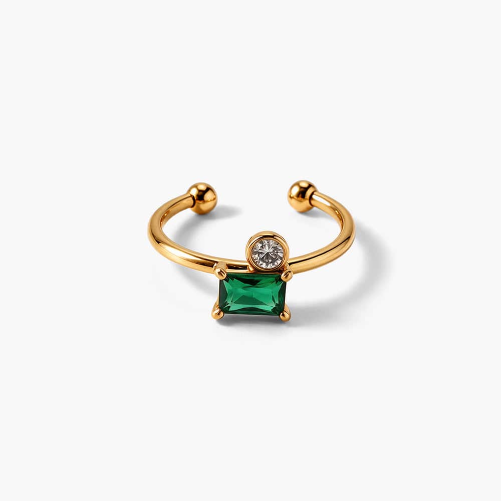 Emerald Crystal Cuff Ring