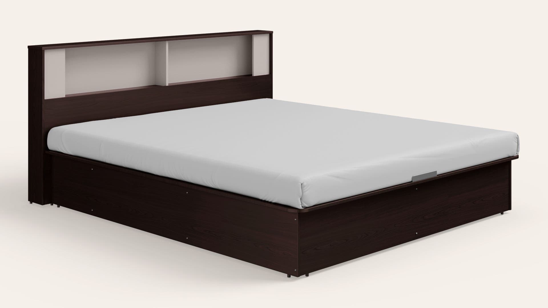 Zenith King Size Wooden Bed with Box Storage