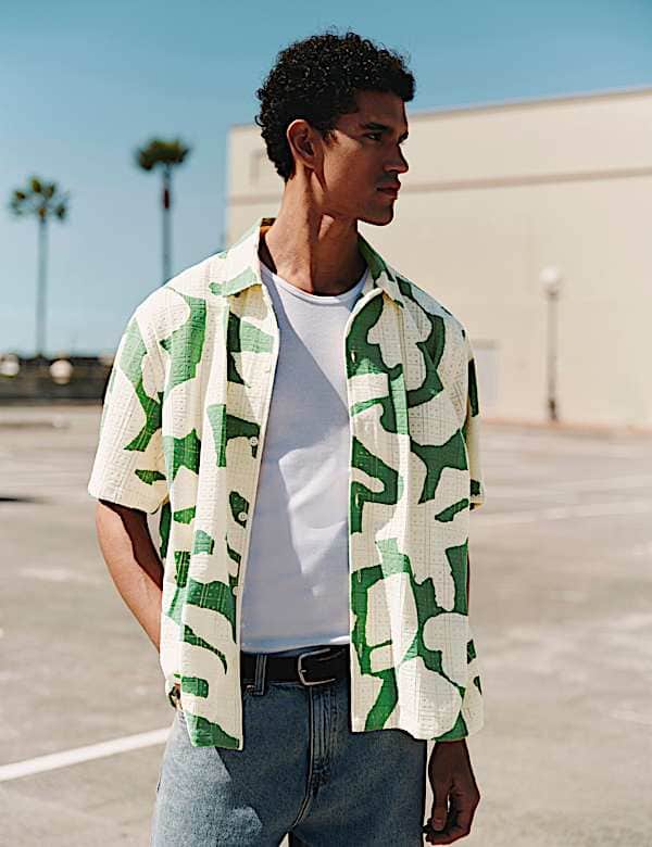 Relaxed Fit Cotton Rich Abstract Print Shirt