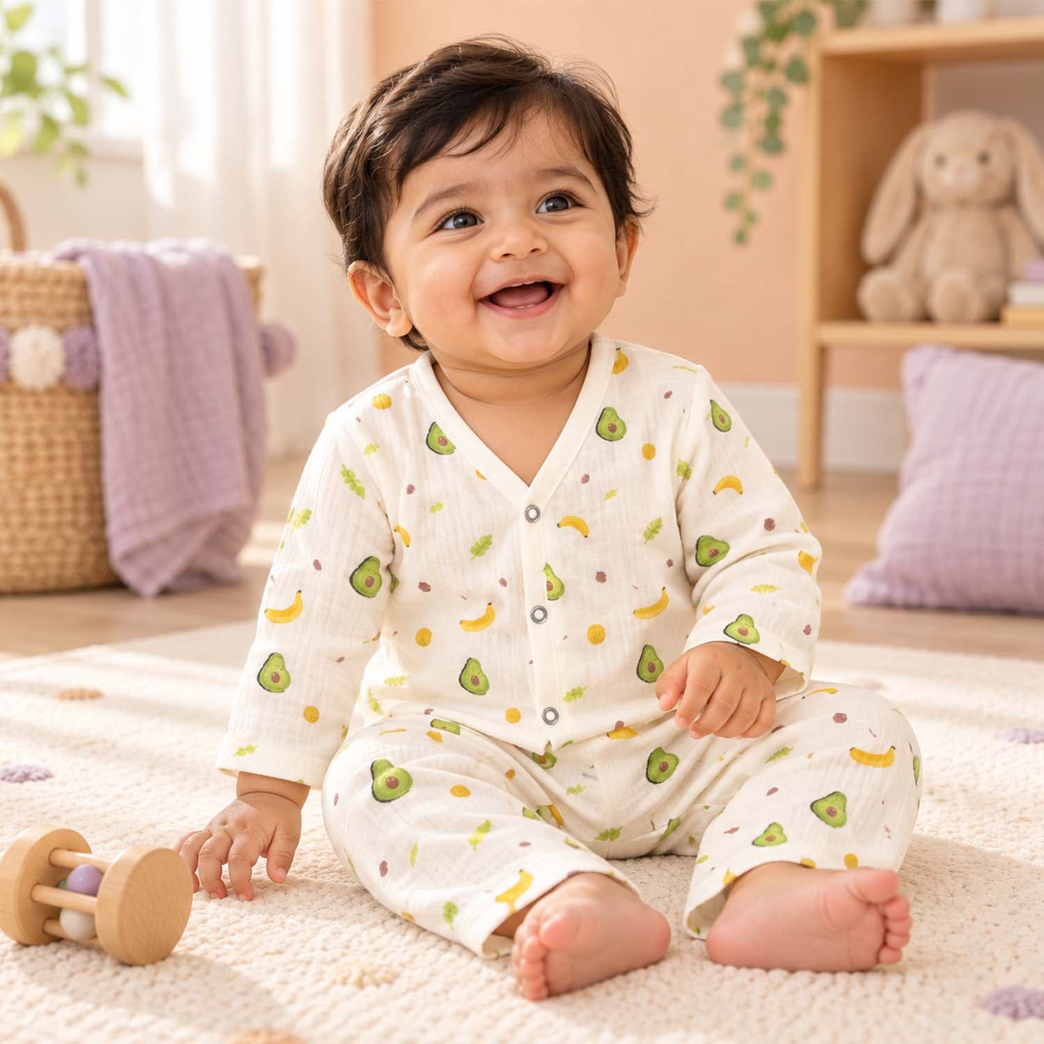 Moms Home Organic Cotton Baby Co-Ord Set: Avocado