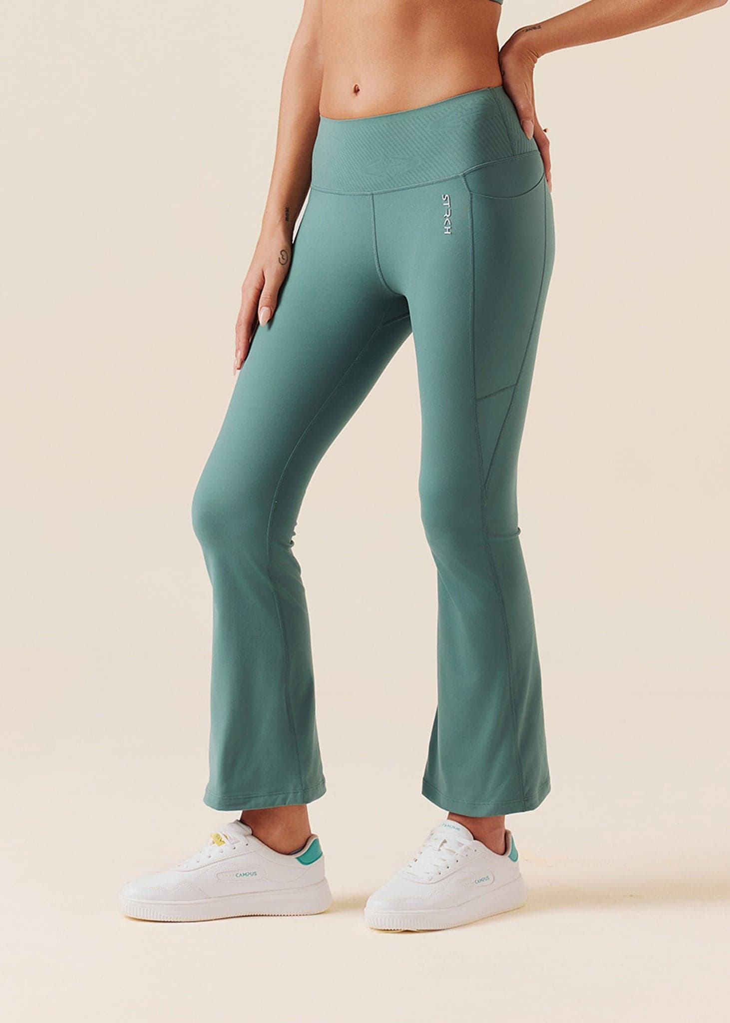 Pocket Flare Leggings - Vine Green