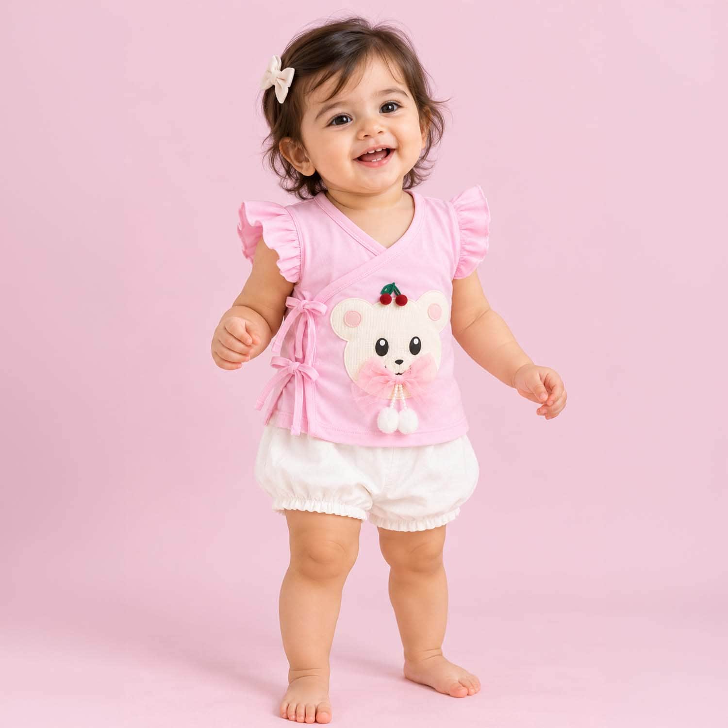 Kids Organic Cotton Front Open Kimono | Pink