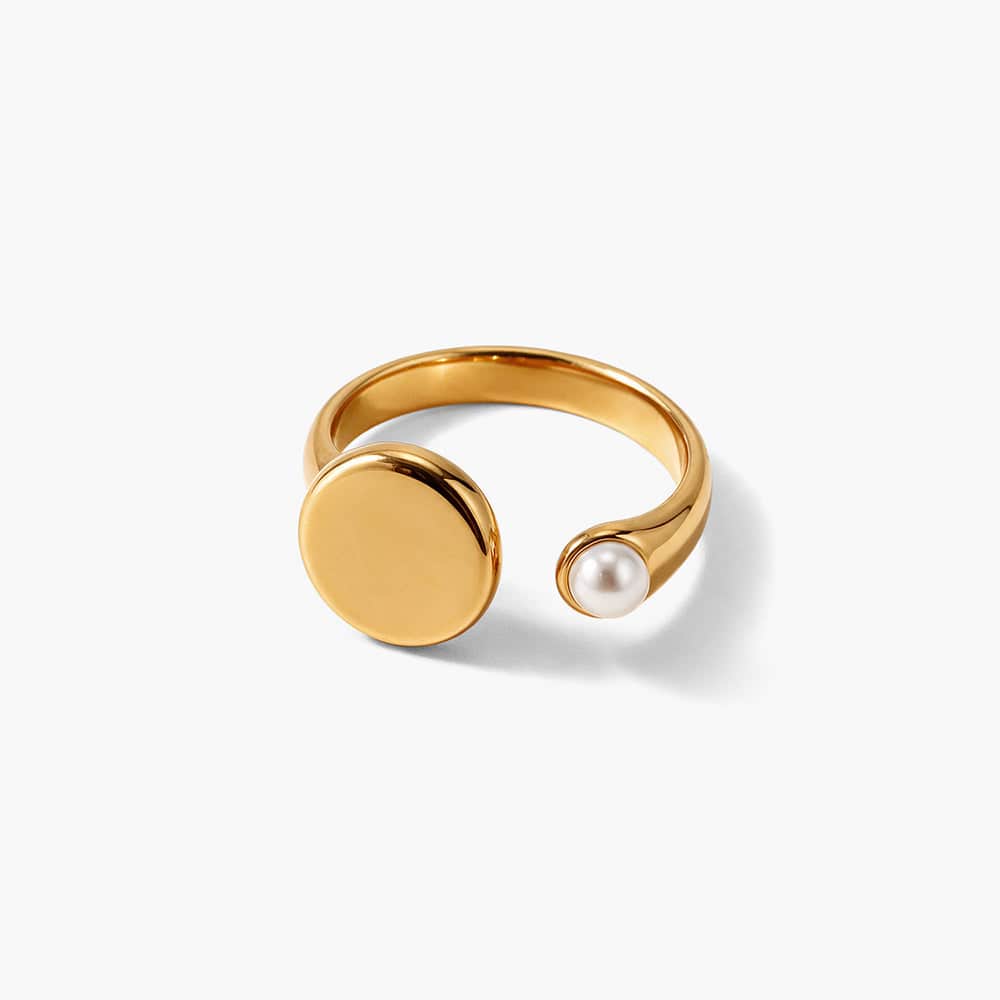 Pearl Disc Cuff Ring