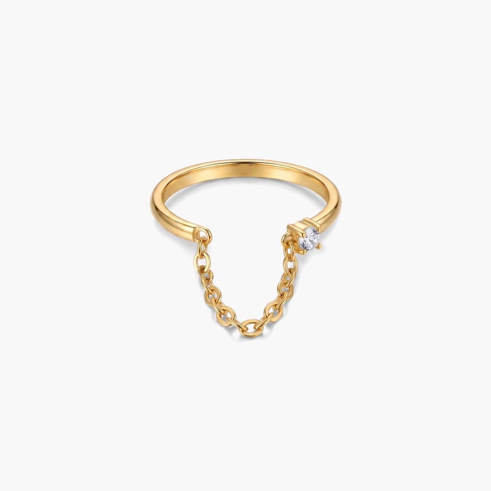 Delicate Crystal Chain Ring