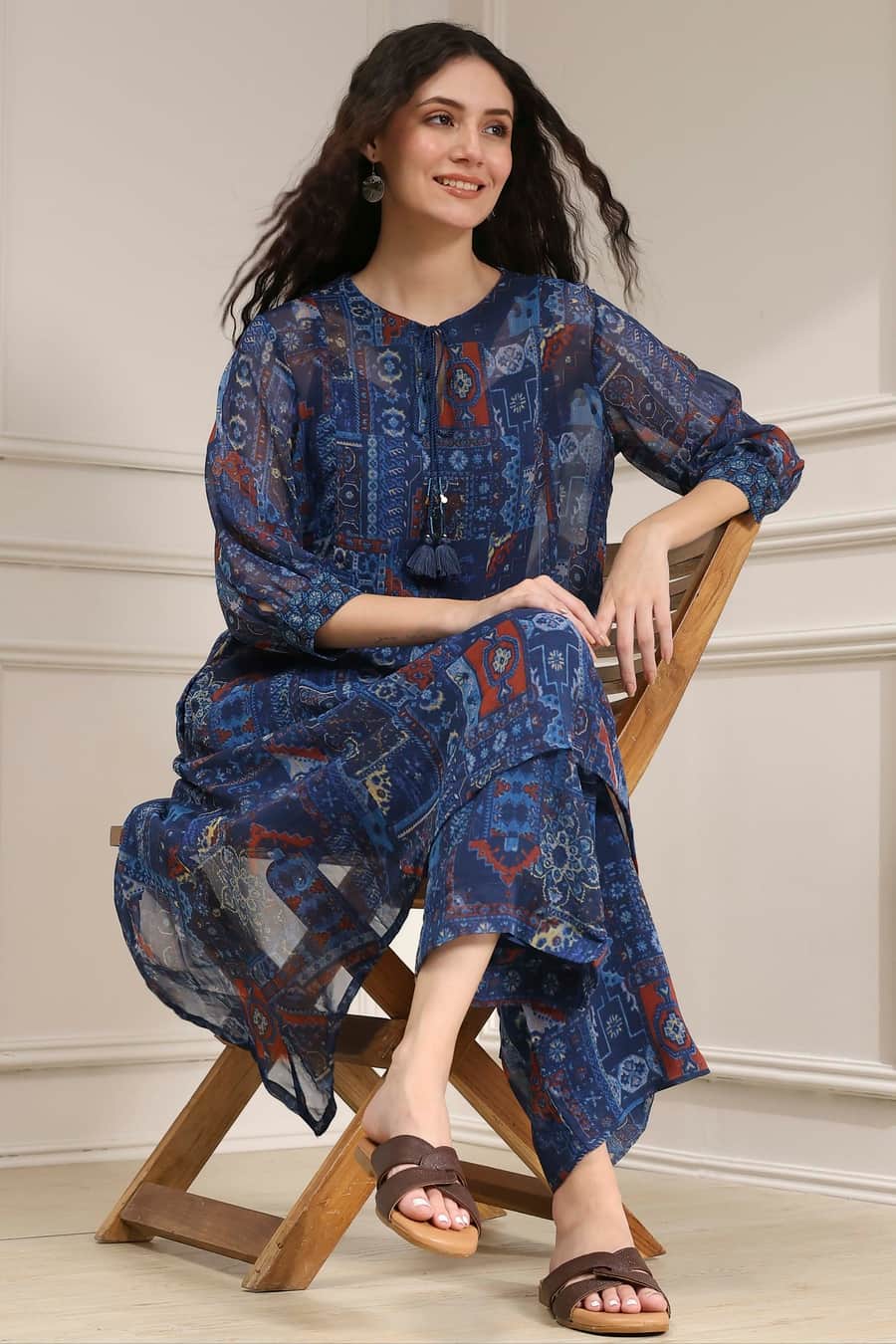 Blue Asymmetric Printed Co-ord Set