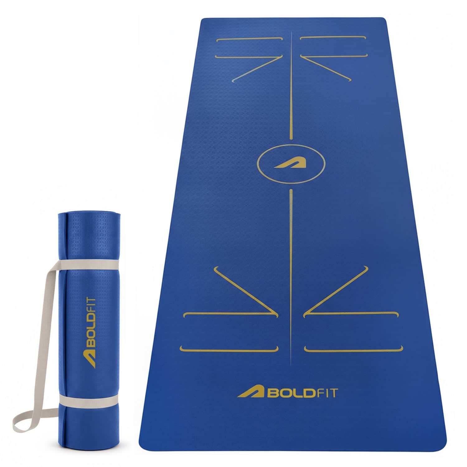 Pro Align 6 mm TPE Yoga Mat with Strap - Blue